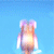 Animated owl with pink tufts and white wings flies against a blue background, transitioning from a blurred motion state to a clear mid-flight pose.