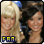 Static 50x50 pixel buddy icon featuring two cartoon-style female characters with blonde and dark hair, smiling faces, and a blue-yellow