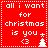 Red square icon with white text reading 'all i want for christmas is you' and pixelated symbols including a heart, <3, star, and tree.