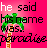 A pink background with black text reading 'he said his name was. paradise' and a green palm tree icon, where the word 'said' changes color across frames.