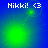 Four- shows 'Nikki! <3' text above green glowing orbs on blue gradient background with dotted lines connecting them in different positions