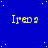 Blue background with white stars and yellow text repeating 'Ireda' in a pattern, with a gray rectangle in the bottom-right corner