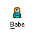 Pixelated character with brown hair and turquoise top in multiple poses under arched backgrounds, labeled 'Babe' below each view.