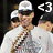 Four distinct pixelated images of people with '<3' text overlays arranged in a , each showing different individuals in various settings
