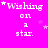 A bright pink background displays repeated text 'Wishing on a star.' with varying star placements and partial letter changes