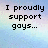 Pixelated text on a pastel gradient background reads "I proudly support gays..." and "exect Aaron." in black block letters.