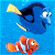 Blue background with two cartoon fish and white text reading 'i wish i speak whale!' in pixelated font.