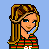 Pixel art character in striped shirt and jeans with multiple views showing full body, torso, legs, head, and text elements.