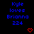 Blue text 'Kyle loves Brianna 224' repeated across a black background with red heart and downward arrow symbols in different positions.