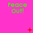 Green 'Peace out!' text on bright pink background with red symbols appearing in sequence across three