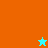 A static pixel art image divided into four quadrants with orange, cyan, and green backgrounds, displaying repeated text and star symbols.
