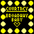 Pixelated yellow and white icon with central text "CELEBRITY" above a stylized figure holding a heart, surrounded by alternating light and dark circular shapes on black background.
