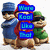 Pixelated image of three cartoon characters standing side-by-side with blue text boxes listing 'Moto', 'Cool', 'Ube', and 'Pol' over a white background.