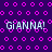 Purple background with pink circular patterns and four instances of 'GIANNA!' text in light blue pixelated font.