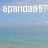 Pixelated static image with white text 'apandaa57' over a blue-to-green gradient background.