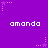 Purple background with repeated white text 'amanda' and pink star-shaped pixel art elements scattered across the image.