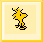 Pixelated yellow and black stick figure icon with dynamic pose on light beige background, framed by layered yellow borders.