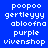 text-based icons on blue and red backgrounds with repeated words like 'poopoo', 'gertleyyy', 'abloonfa', 'purple', and 'vivenshop' in white pixelated font