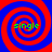 Four identical red and blue spiral patterns arranged in a , each containing the word 'single' in green text at the center