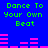 Blue background with green text "Dance To Your Own Beat" and pink audio equalizer bars in pixelated style.