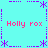 Cyan background with purple dotted borders and asterisk motifs, featuring four instances of pink text reading "Holly rox" arranged in a pattern