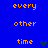 Blue background with orange text reading 'every other time' repeated in two , each containing three lines of text and one heart symbol
