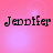 Pixelated text 'Jennifer' appears in four identical quadrants on a pink gradient background with subtle light effects.