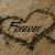 Animated contact sheet showing 17 frames of a heart-shaped icon with 'Forever' text and red heart symbols changing size across frames on a textured background.