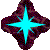 Four identical diamond-shaped icons with a bright cyan star at center, surrounded by dark purple and brown pixelated borders on gray background.