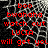 Red text on a black and white webbed background with a gray rectangle on the right side.