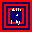 Four variations of a red and blue square frame with '4th of july' text in white pixelated font, arranged in a