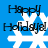 Blue background with white snowflake symbols and black text reading "Happy Holidays!" in a pixelated font.