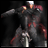A pixelated 48x48 animated buddy icon featuring a character in dark armor with red accents holding a sword, alongside stylized text reading "Anime IM" and "com" on a black background.