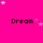 Bright pink background with multiple 'Dream' text labels and scattered white and pink star shapes in a