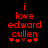 Red pixelated text on black background reads 'i love edward cullen' with five asterisks below, two versions differ in one middle asterisk's color.