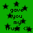Green background with black stars and repeated text 'gave you my trust <3' in pixelated font.