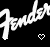 Black background with white cursive text 'Fender' repeated twice, two pixelated heart symbols below the text.