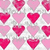 Pixelated heart shapes in varying pink and red tones arranged in a repeating pattern on a light gray background