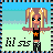 Pixel art buddy icon featuring a cartoon character with dual pigtails, orange star on shirt, and "lil sis" text against layered background.