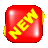 Red glossy cube with yellow 'NEW' text rotates through multiple angles against gray background.