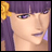 Pixelated anime-style character with purple hair and yellow flower accessory, next to black background with white text.