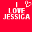 Red background with white pixelated text reading "I LOVE JESSICA" and a heart symbol replacing the 'O' in LOVE on the left side.