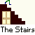 Animated sequence showing a green figure falling down brown stairs with beige doors, transitioning from intact to red splatter and finally a dead face icon.