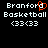 Pixelated text displays 'Branford' with a red heart replacing the 'o', 'Basketball', and '(33)(33)' on a black background.