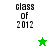 A split-screen image with four quadrants displaying 'class of 2012' text and star icons in varying color schemes.