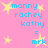 Pixelated text and stars on a pink background with blue lettering.