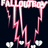 Pixelated pink text with dripping effect on dark background, four white heart shapes at bottom.