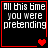 Four identical black with red borders display white pixelated text reading 'All this time you were pretending' and a single red heart icon in the bottom-right corner of each