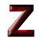 nine stylized Z-shaped icons with metallic textures in varying colors on a gray background