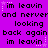 Purple background with black text repeating 'im leavin and nerverand nerverand nerver looking back again' in a pattern, surrounded by small white star shapes